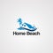 Home beach logo vector with flying bird, icon, element, and template