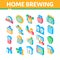 Home Brewing Beer Isometric Icons Set Vector