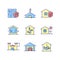 Home building standards RGB color icons set