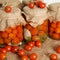 Home canning. Banks pickled tomatoes