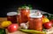 Home canning: canned bell peppers in glass jars