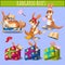 Home care cute kangaroo and gift boxes
