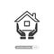 Home care icon in flat style. Hand hold house vector illustration