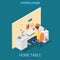 Home casual modern workplace book flat vector isometric interior