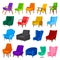 Home Chairs and Upholstered Armchair with Armrest Big Vector Set