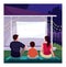 Home cinema semi flat vector illustration