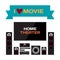 Home cinema system. Home theater flat vector illustration for mu