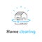 Home cleaning services, house security, vector linear icon