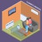 Home Climate Control Isometric Background