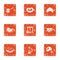 Home cooked icons set, grunge style