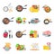 Home cooking flat icons set