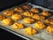 Home cooking. Halloween. Pumpkin cookies with raisins and seasonings in the home kitchen oven