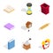 Home cosiness icons set, isometric style