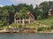 Home Cottage in Thousand Islands with Canadian and American Flags