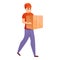 Home courier icon, cartoon style