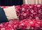 Home decor and interior design, sofa with floral fabric pattern in living room, upholstery