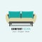 Home decoration logo vector illustration. Simple sofa vector design. Eps2