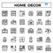 Home decoration outline icon set.