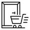 Home delivery door shop cart icon, outline style