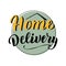 Home delivery font banner. Contactless delivery typography promotion. Courier service text poster. Vector eps 10