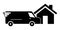 Home delivery of online shopping. Delivery van, car, bag, basket take home. Online shopping. Vector illustration. EPS 10