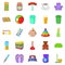 Home economics icons set, cartoon style