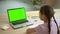 Home education of junior schoolchildren girl watches video Spbd