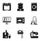 Home electronics icons set, simple style