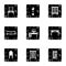 Home environment icons set, grunge style