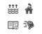 Home, Evaporation and Technical info icons. Push cart sign. House building, Global warming, Documentation. Vector