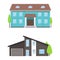 Home facade, house exterior cottage buildings flat