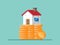 Home financial concept home on stack of coins