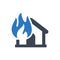 Home fire explosion icon