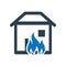 Home fire explosion icon.