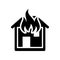 Home fire explosion icon. Destruction, vector.