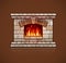 Home fireplace. Christmas hearth with fire