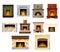 Home fireplaces with fire set, interior design