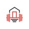 Home Fitness Barbell Logo Design Vector