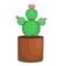 Home flower cactus pot icon, cartoon style