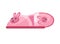 Home footwear slippers. Soft comfortable slip on shoe for home in the form of a pink rabbit. Pair slippers, textile