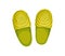 Home footwear slippers. Soft comfortable slip on shoe for home. Pair slippers, textile domestic outfit element or