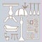 home furniture and accessories collection. Vector illustration decorative design