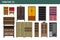 Home furniture cabinet bookcase lockers, wardrobe cupboard and drawer chest vector icons