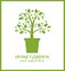 Home garden label, tree in pot logo