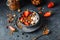 Home granola with nuts and berries. Healthy vegan snack