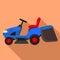 Home grass cutter tractor icon, flat style