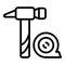 Home hammer icon outline vector. Repair work
