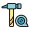 Home hammer icon vector flat