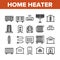 Home Heater Collection Elements Icons Set Vector