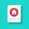 Home house message notice vector icon, residential property estate document with information message flat cartoon